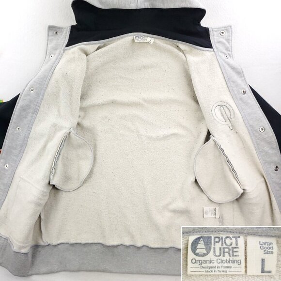 Picture Organic Clothing Jacket Varsity Hooded Snap Up Mid-Weight Men's Large - Picture 10 of 15